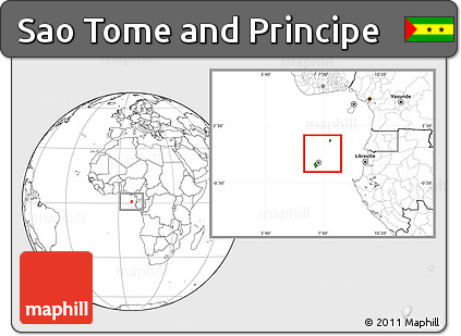 Flag Location Map of Sao Tome and Principe, blank outside