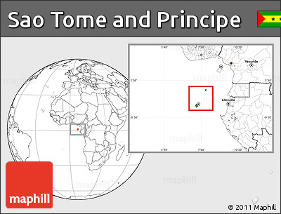 Flag Location Map of Sao Tome and Principe, blank outside