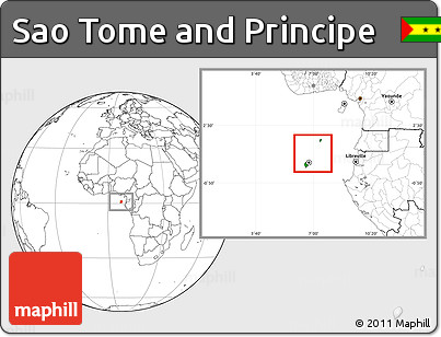 Flag Location Map of Sao Tome and Principe, blank outside