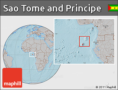 Gray Location Map of Sao Tome and Principe, hill shading