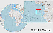 Gray Location Map of Sao Tome and Principe, lighten, land only, hill shading