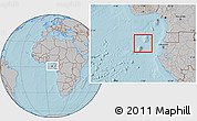 Physical Location Map of Sao Tome and Principe, gray outside, hill shading