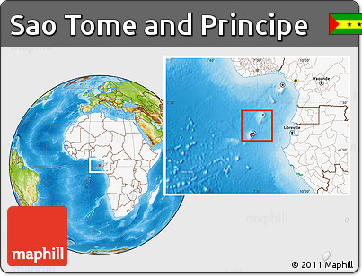 Physical Location Map of Sao Tome and Principe, highlighted continent