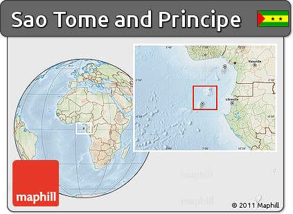 Physical Location Map of Sao Tome and Principe, lighten