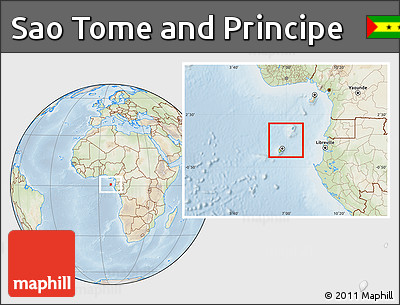 Physical Location Map of Sao Tome and Principe, lighten