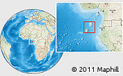 Physical Location Map of Sao Tome and Principe, lighten, land only