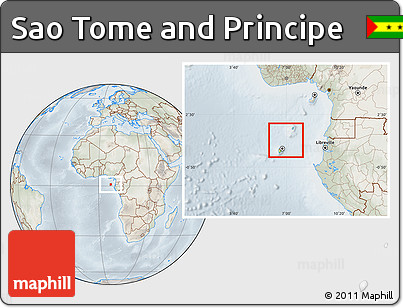 Physical Location Map of Sao Tome and Principe, lighten, semi-desaturated