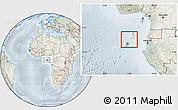 Physical Location Map of Sao Tome and Principe, lighten, semi-desaturated