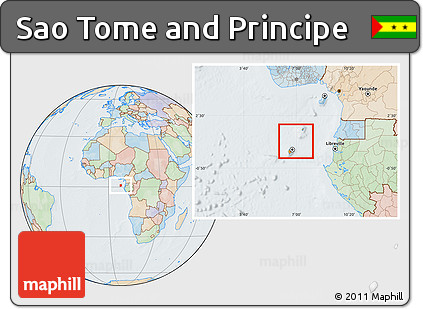 Political Location Map of Sao Tome and Principe, lighten