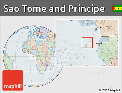 Political Location Map of Sao Tome and Principe, lighten