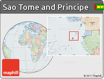 Political Location Map of Sao Tome and Principe, lighten