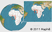 Satellite Location Map of Sao Tome and Principe, highlighted continent, within the entire continent