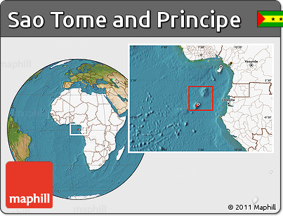 Satellite Location Map of Sao Tome and Principe, highlighted continent
