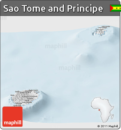 Classic Style Panoramic Map of Sao Tome and Principe, single color outside