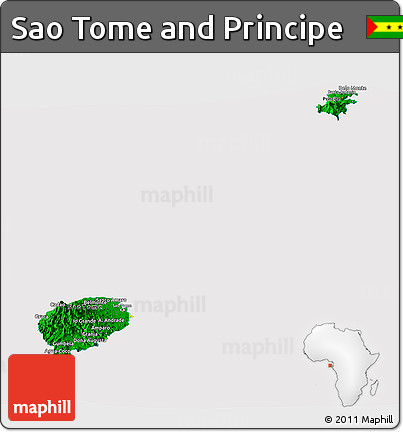 Flag Panoramic Map of Sao Tome and Principe, flag aligned to the middle