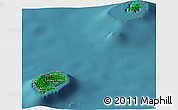 Flag Panoramic Map of Sao Tome and Principe, satellite outside, flag aligned to the middle