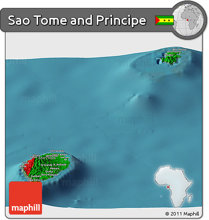 Flag Panoramic Map of Sao Tome and Principe, satellite outside