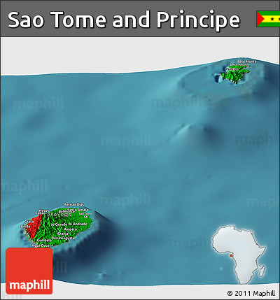 Flag Panoramic Map of Sao Tome and Principe, satellite outside