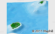 Flag Panoramic Map of Sao Tome and Principe, shaded relief outside, bathymetry sea, flag centered