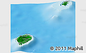 Flag Panoramic Map of Sao Tome and Principe, shaded relief outside, flag centered
