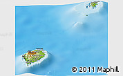 Physical Panoramic Map of Sao Tome and Principe, darken, land only