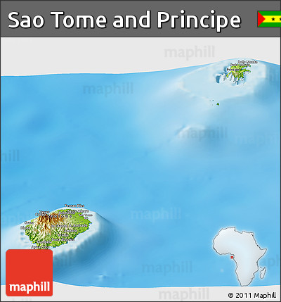Physical Panoramic Map of Sao Tome and Principe