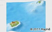 Physical Panoramic Map of Sao Tome and Principe, political outside, shaded relief sea