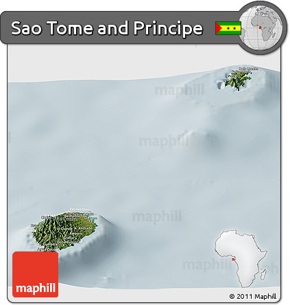 Satellite Panoramic Map of Sao Tome and Principe, lighten