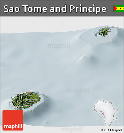 Satellite Panoramic Map of Sao Tome and Principe, lighten