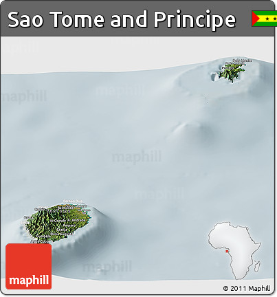 Satellite Panoramic Map of Sao Tome and Principe, lighten