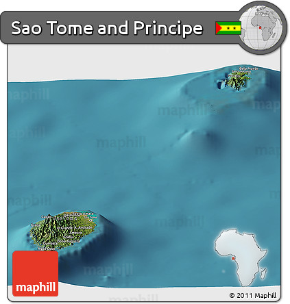 Satellite Panoramic Map of Sao Tome and Principe, single color outside