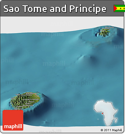 Satellite Panoramic Map of Sao Tome and Principe, single color outside