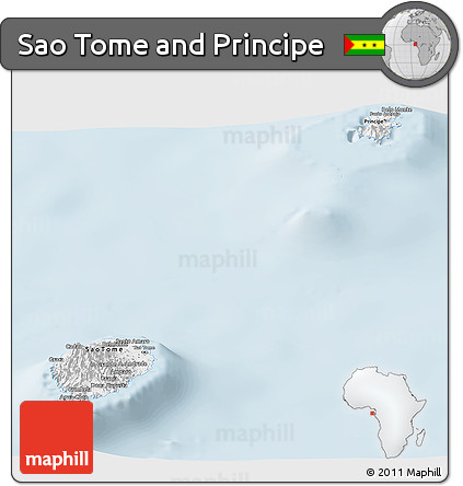 Silver Style Panoramic Map of Sao Tome and Principe, single color outside