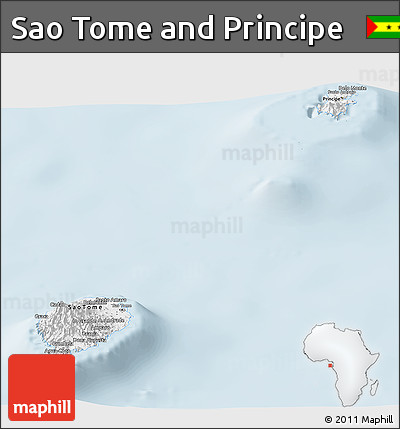 Silver Style Panoramic Map of Sao Tome and Principe, single color outside