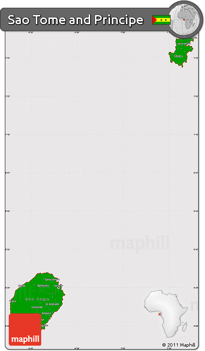 Flag Simple Map of Sao Tome and Principe, flag centered