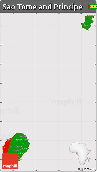 Flag Simple Map of Sao Tome and Principe