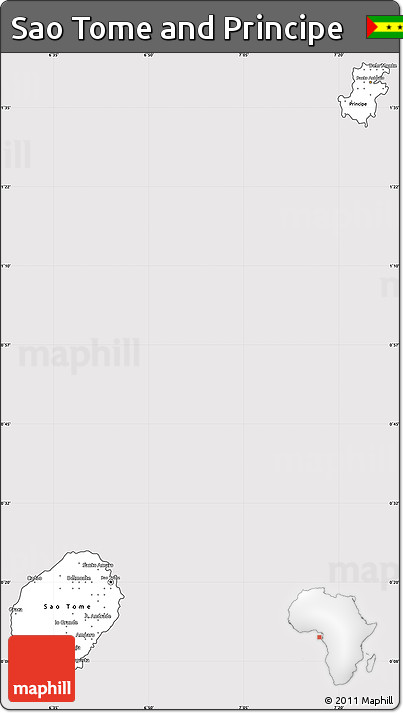 Silver Style Simple Map of Sao Tome and Principe, cropped outside