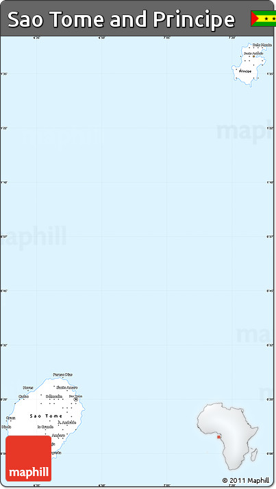 Silver Style Simple Map of Sao Tome and Principe