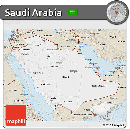 Classic Style 3D Map of Saudi Arabia