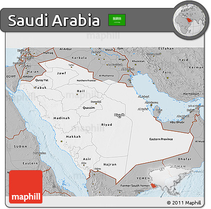 Gray 3D Map of Saudi Arabia