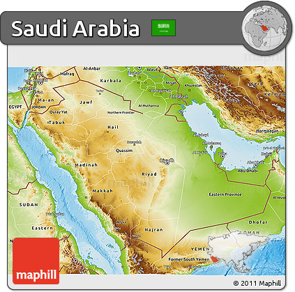 Physical 3D Map of Saudi Arabia