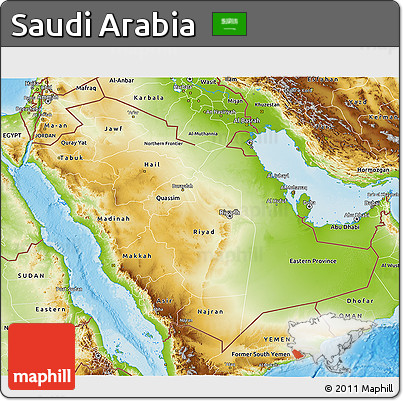 Physical 3D Map of Saudi Arabia