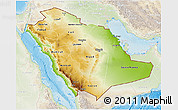 Physical 3D Map of Saudi Arabia, lighten, land only