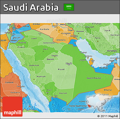 Political Shades 3D Map of Saudi Arabia