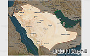 Satellite 3D Map of Saudi Arabia, darken