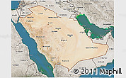 Satellite 3D Map of Saudi Arabia, semi-desaturated, land only