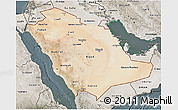 Satellite 3D Map of Saudi Arabia, semi-desaturated