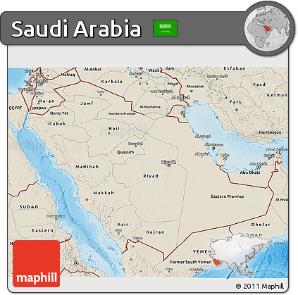 Shaded Relief 3D Map of Saudi Arabia