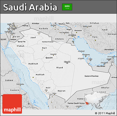 Silver Style 3D Map of Saudi Arabia