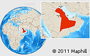 Shaded Relief Location Map of Eastern Province